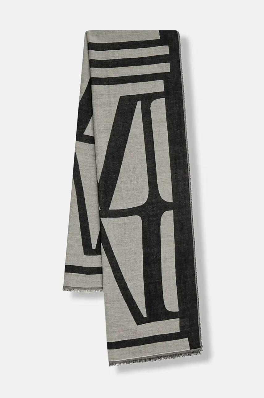 Šál s prímesou vlny Marc O'Polo tmavomodrá farba, vzorovaný, 600803302043