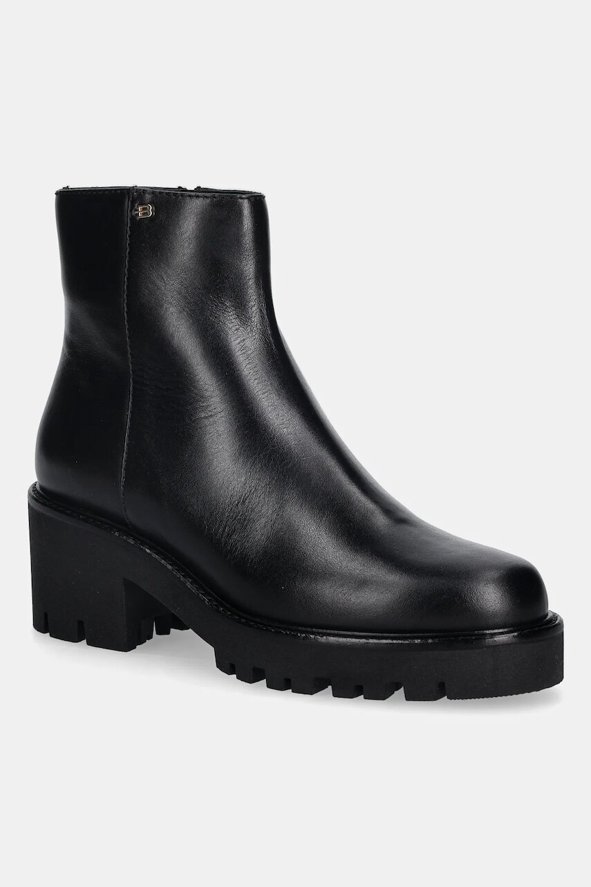 Kožené členkové topánky Baldinini čierna farba, na podpätku, D6B149P4VITE