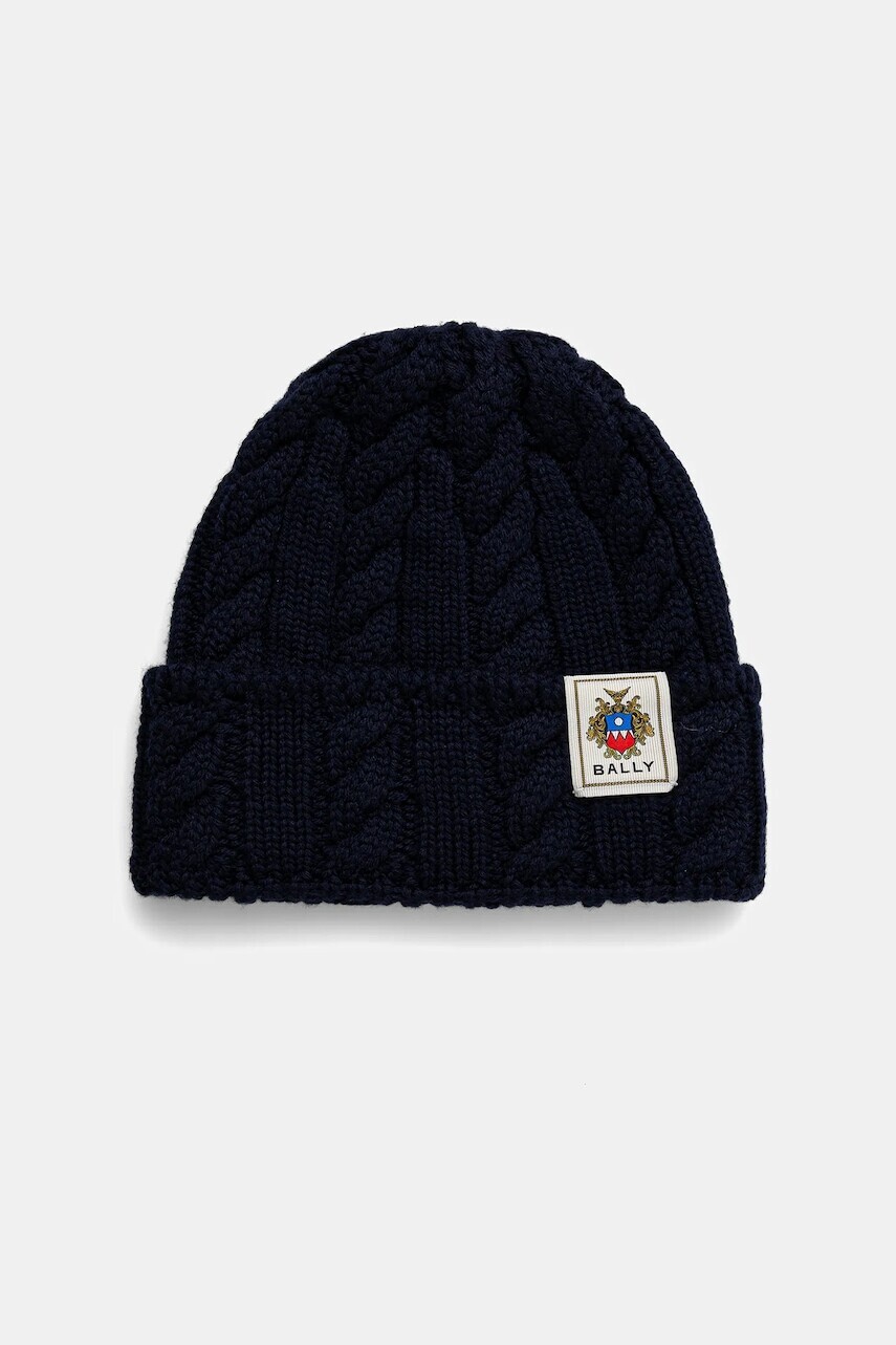 Vlnená čiapka Bally tmavomodrá farba, MHA03L