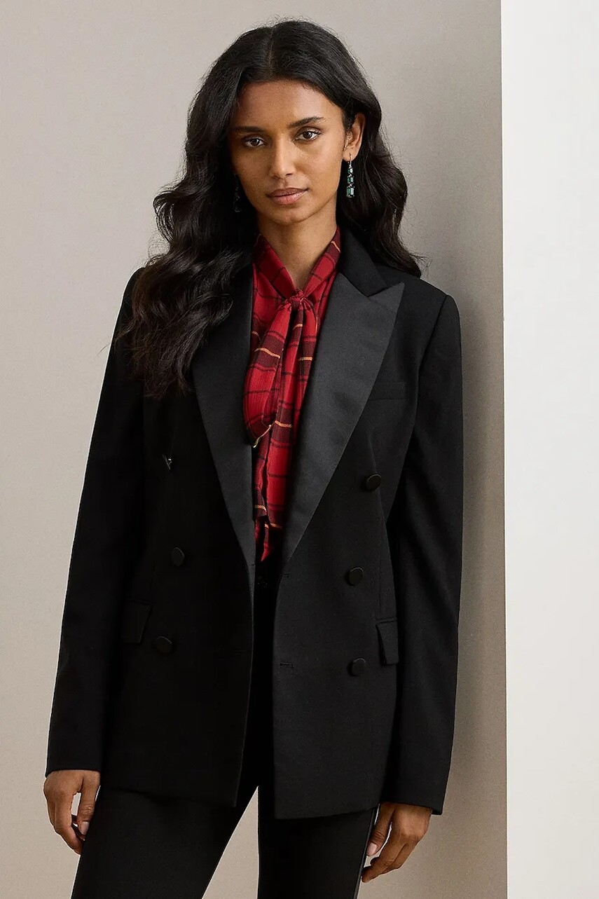 Sako Lauren Ralph Lauren čierna farba, dvojradové, jednofarebné, 200979959