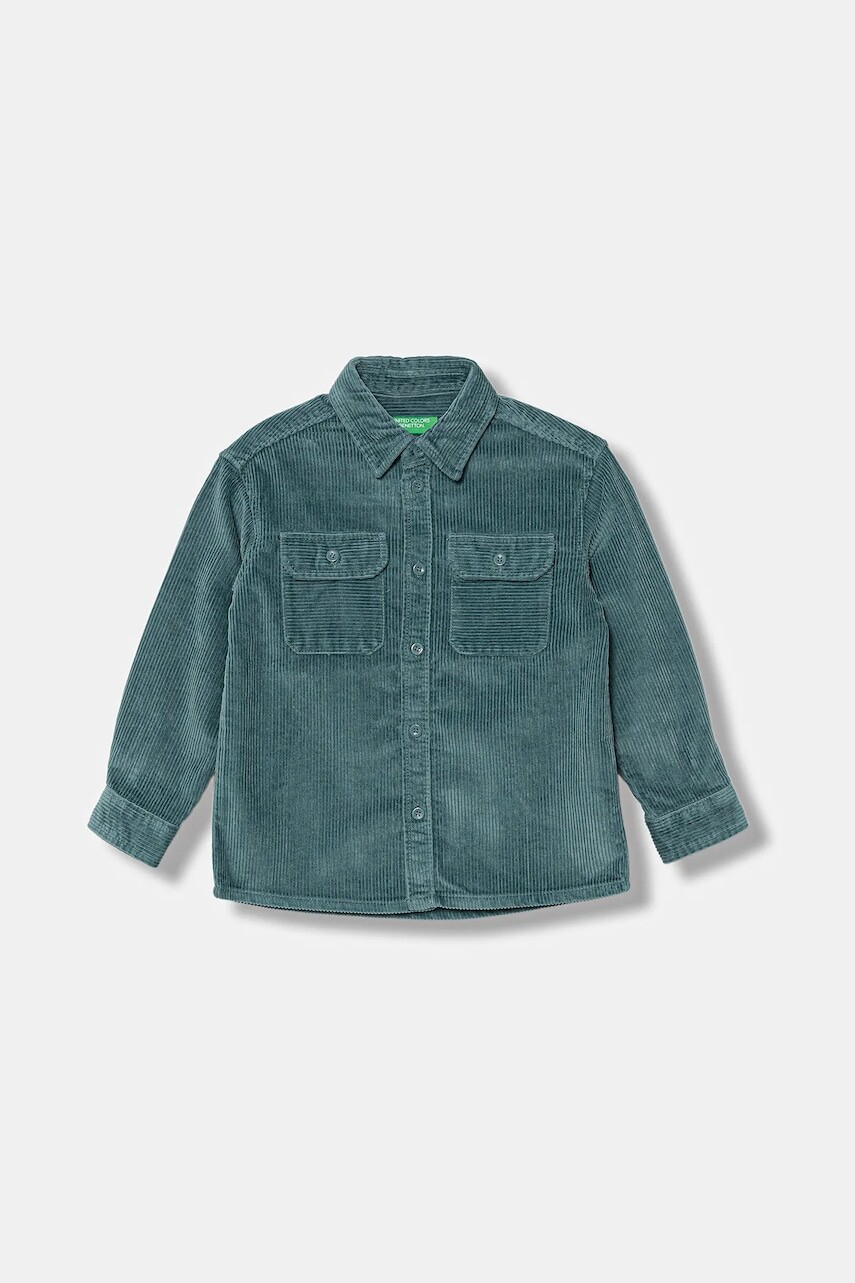 Bavlnená košeľa United Colors of Benetton zelená farba, 5IKTCQ04I