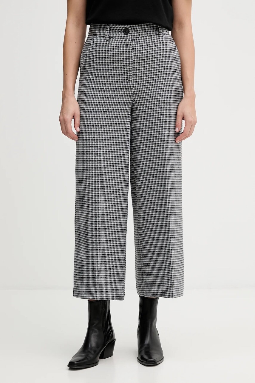 Nohavice United Colors of Benetton čierna farba, strih culottes, vysoký pás, 44BWDF0AA