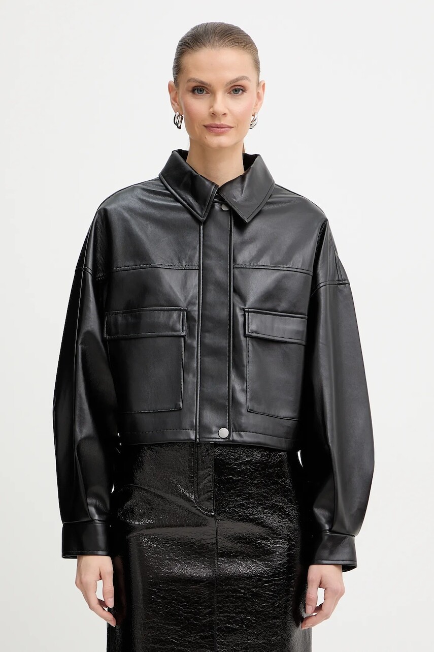 Bunda Guess FLAMINIA čierna farba, prechodná, oversize, W5BL87 WF8P0