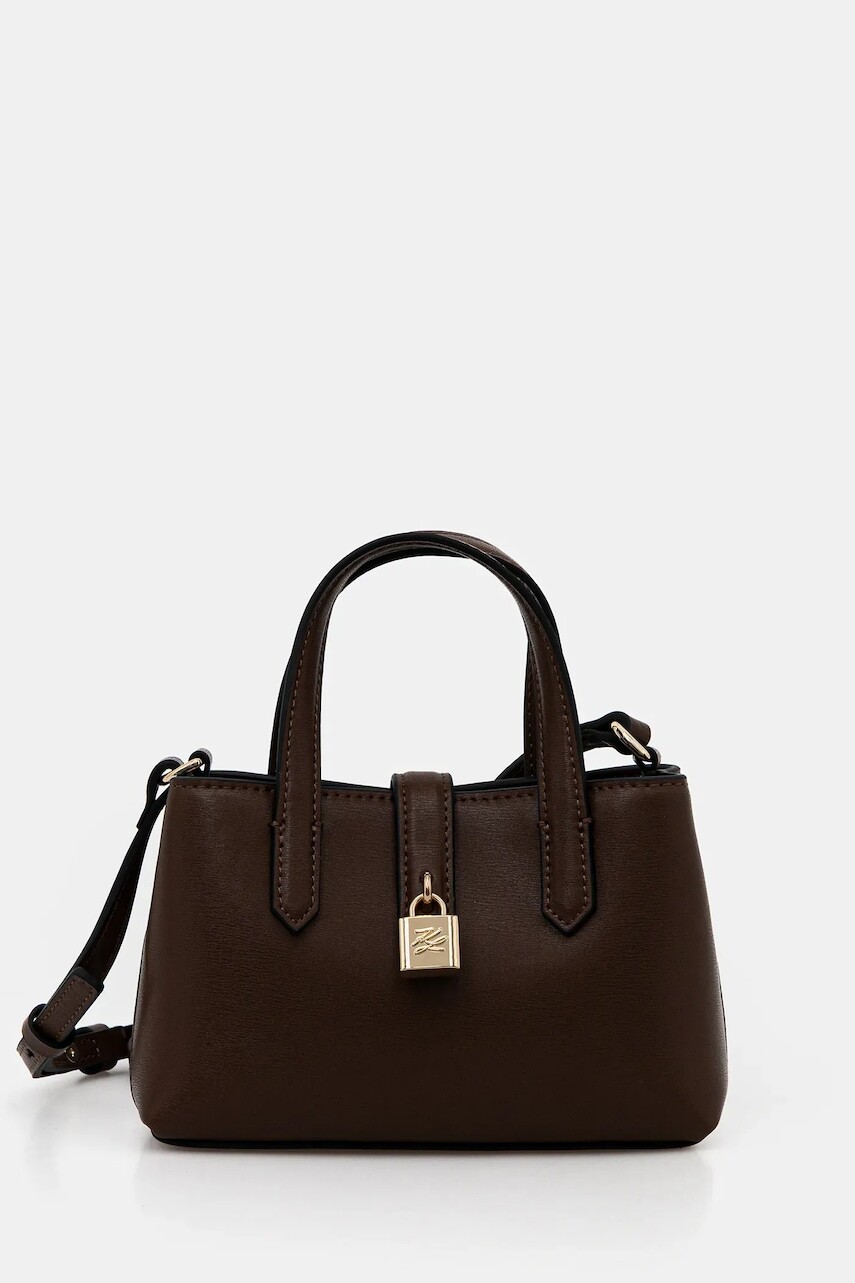 Kožená kabelka Karl Lagerfeld K/AUTOGRAPH hnedá farba, B1W32027