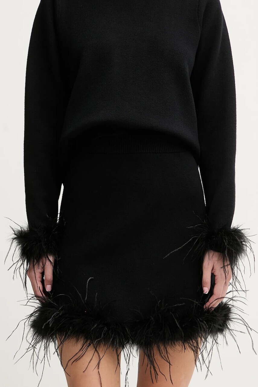 Sukňa Never Fully Dressed čierna farba, mini, áčkový strih, NFDKN756