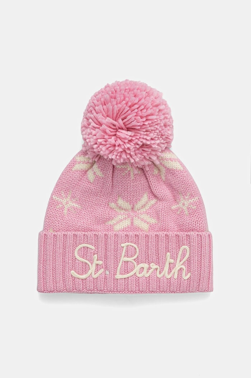 Čiapka s prímesou vlny MC2 Saint Barth ružová farba, HOD0006