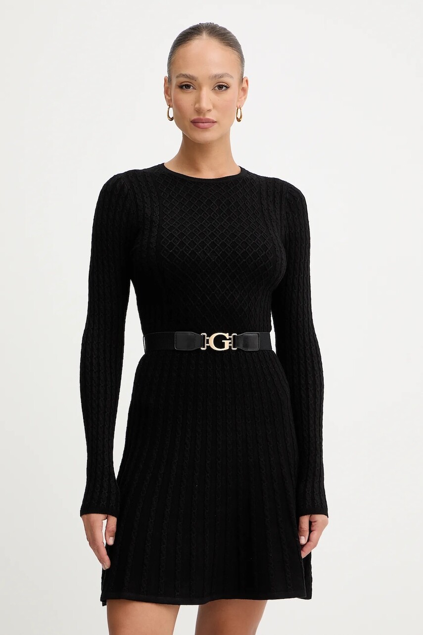 Šaty Guess HANA čierna farba, mini, priliehavé, W5BK68 Z2YJ2