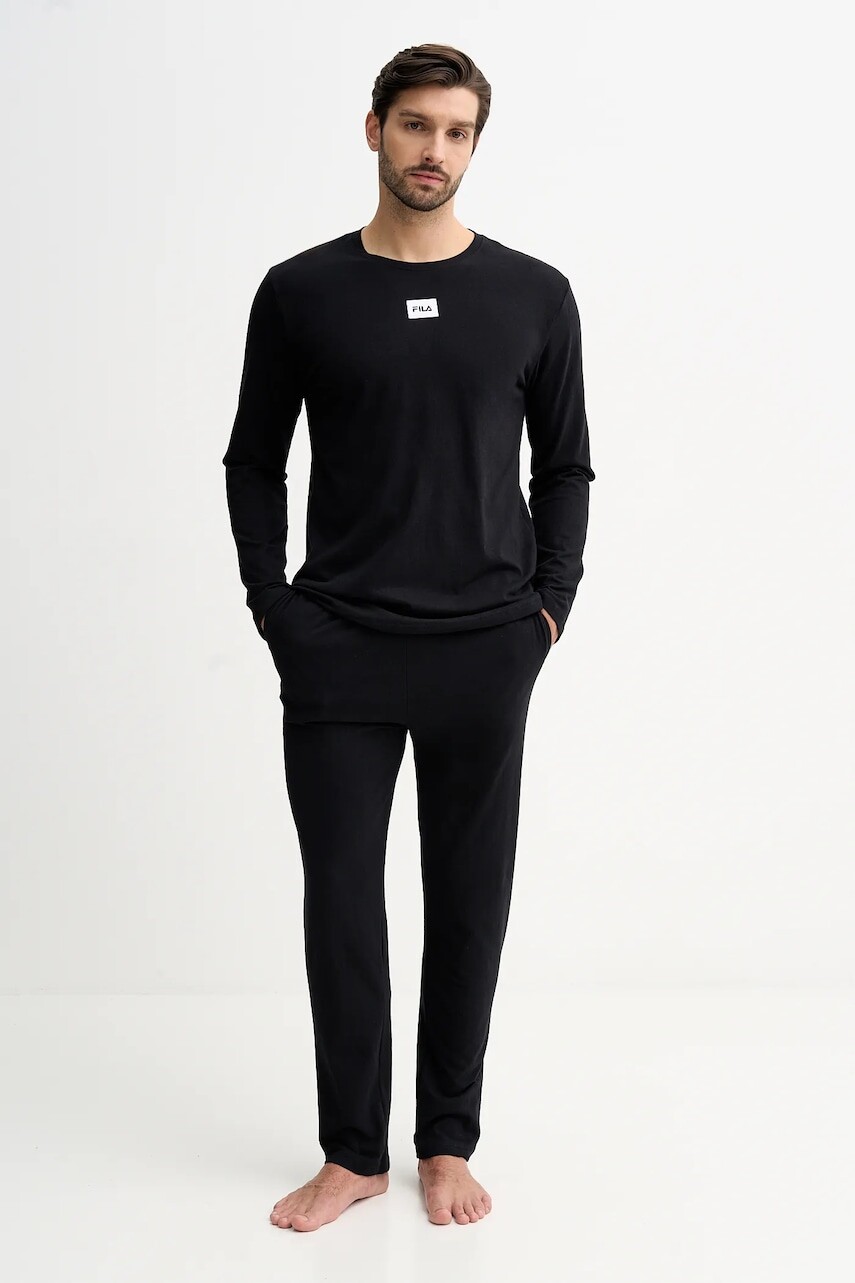 Bavlnené pyžamo Fila čierna farba, jednofarebná, FPW1232