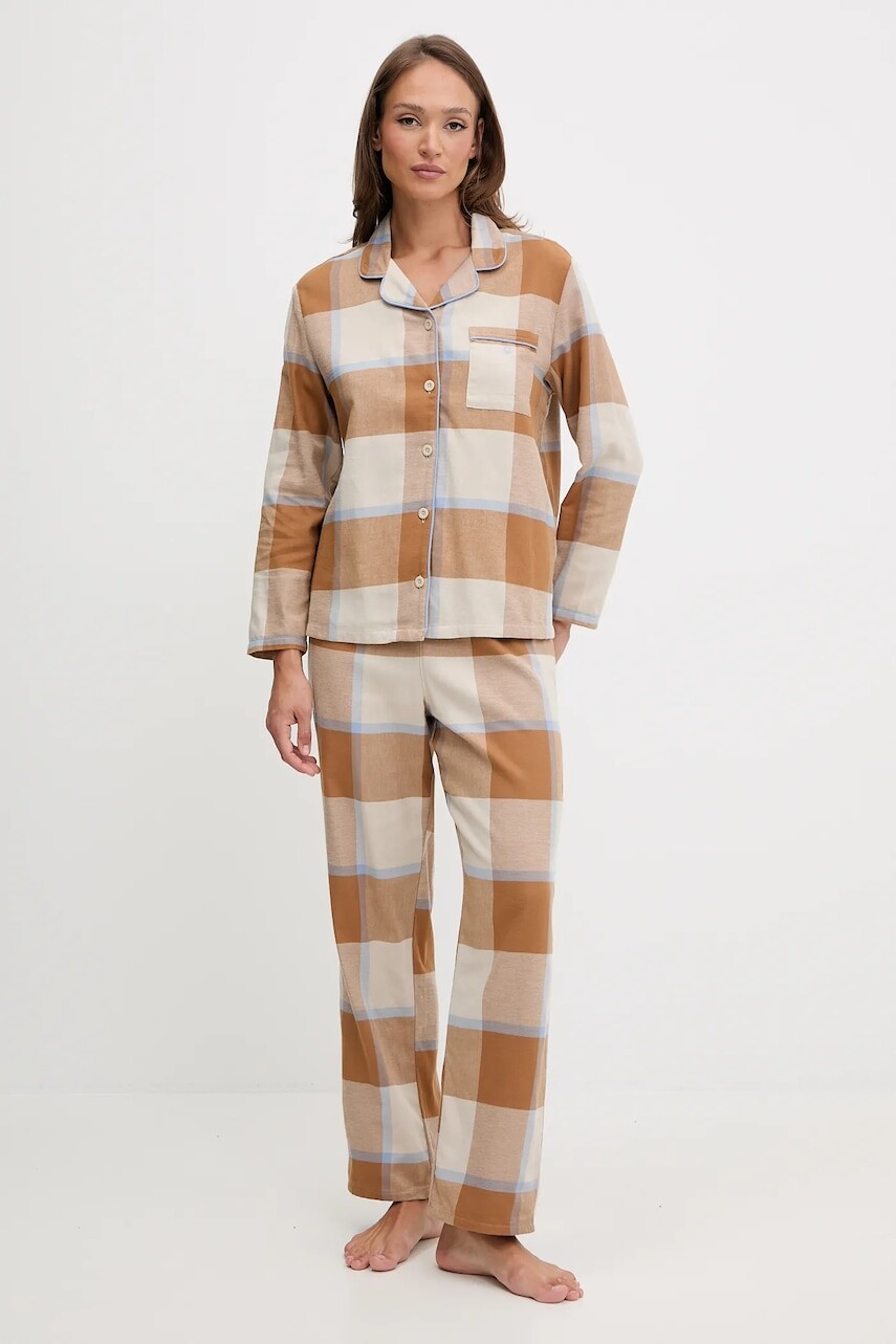 Bavlnené pyžamo United Colors of Benetton hnedá farba, bavlnené, 40EP3P00W