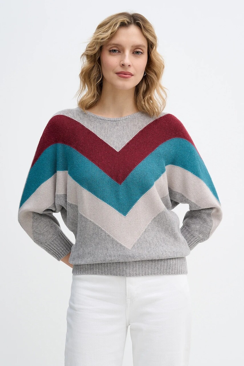 Sveter s prímesou vlny United Colors of Benetton x Stranger Things šedá farba, ľahký, 1VUDE10EP