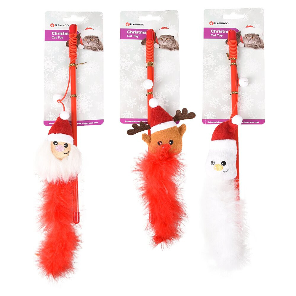 FLAMINGO Vianočná hračka pre mačky snehuliak santa sob 1 kus