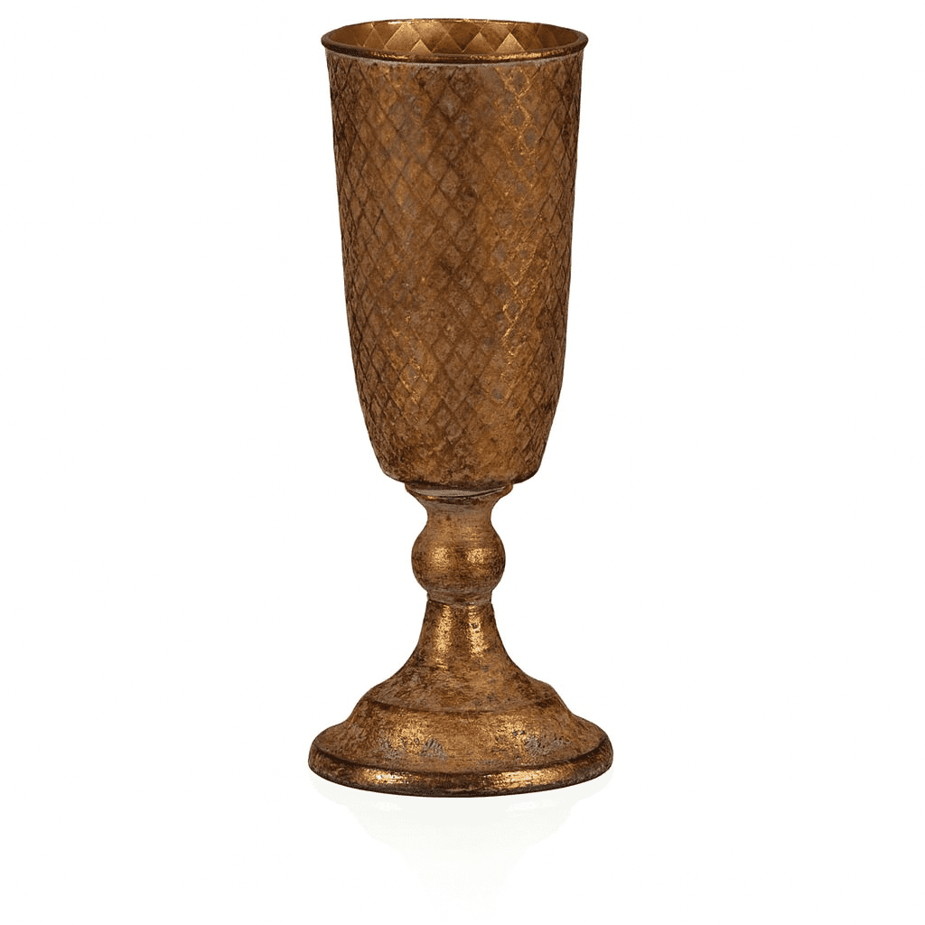 Kovový kalich úzky, zlatá, 10 x 10 x 30 cm