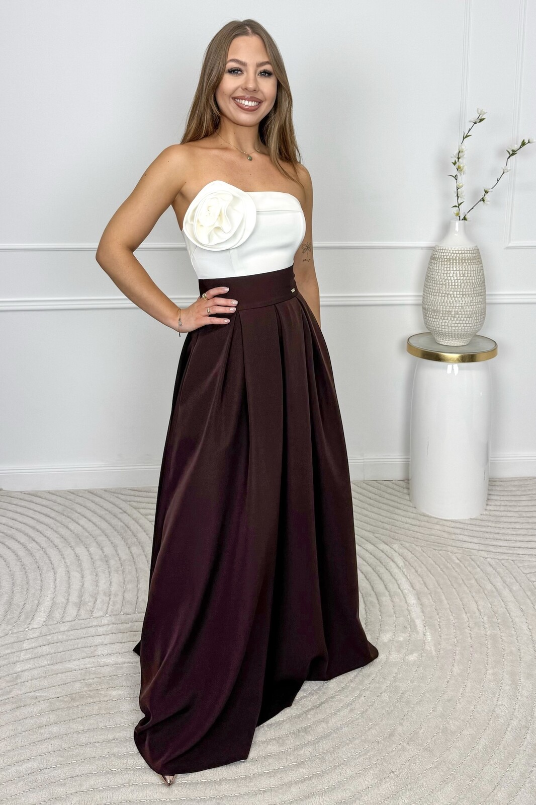 Parisse Hnedá dlhá sukňa Veľkosť: XS