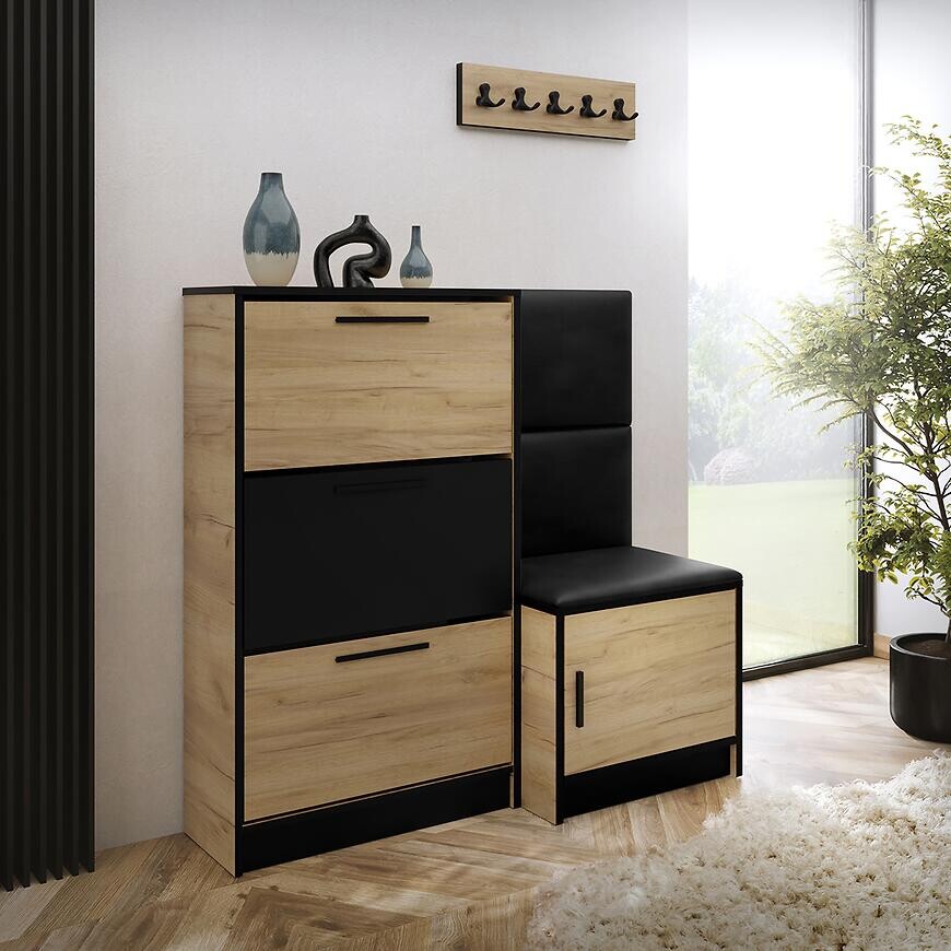 Skrinka na topánky Kpl Foli Craft + Čierna ekokoža (MADRYT 1100)