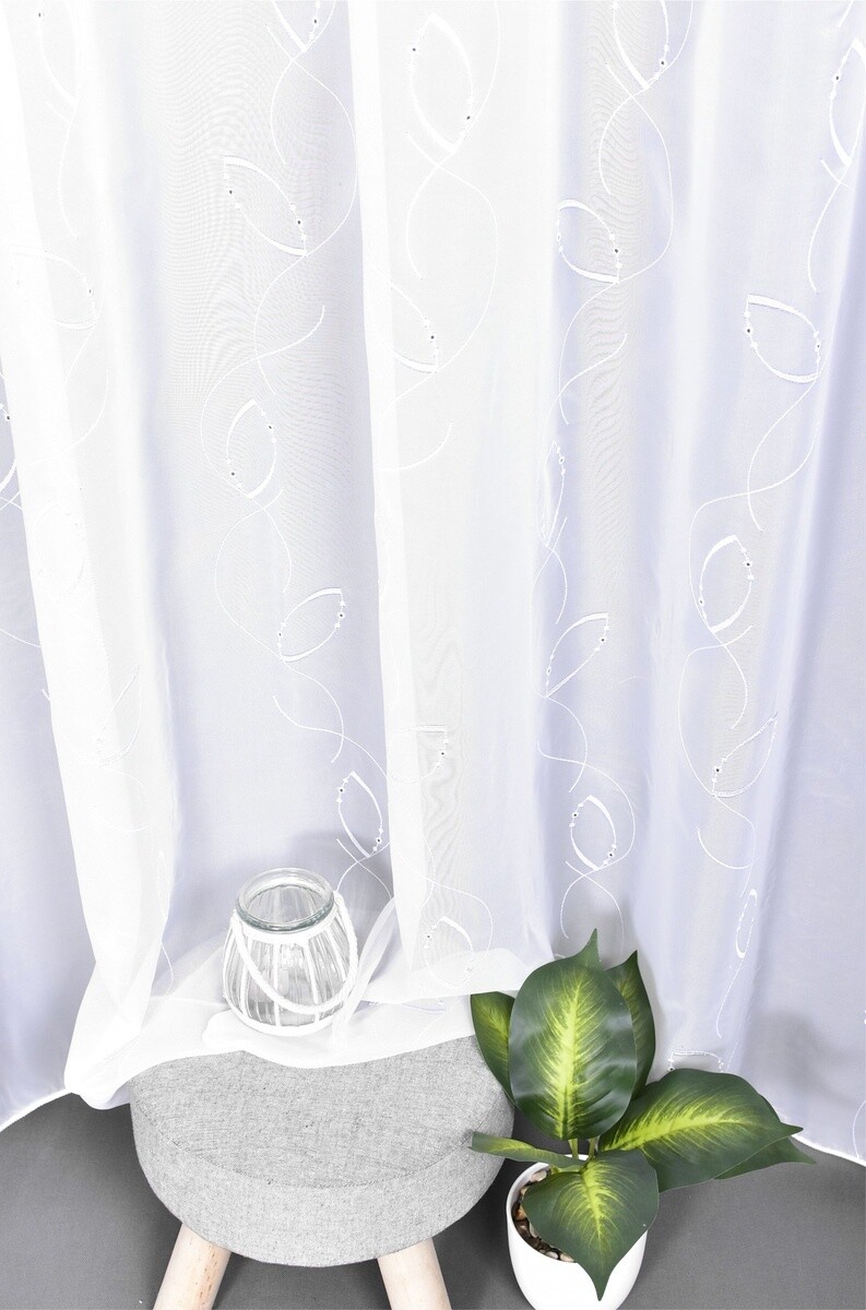 Záclona, Voál List s olovkom, biela 160 cm