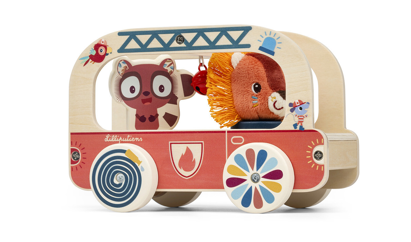 Lilliputiens – drevené hasičské auto – lev Jack