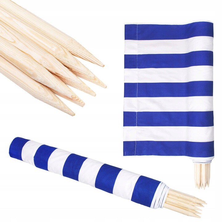 Plážový paravan - 6m - bielo modré pruhy