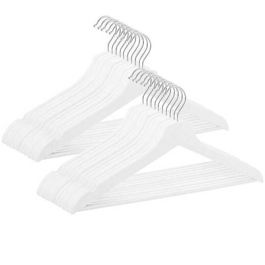 Drevený vešiak na oblečenie - 20 ks - biely