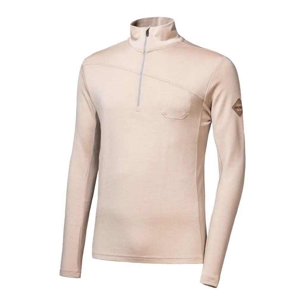 SENSOR MERINO EXTREME UP pánska mikina dl.rukáv zips almond beige Veľkosť: S