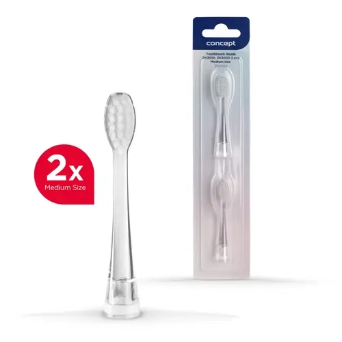 CONCEPT ZK0032 Náhradné hlavice k detským zubným kefkám ZK3010, ZK3020 medium, 2 ks, priehľadné