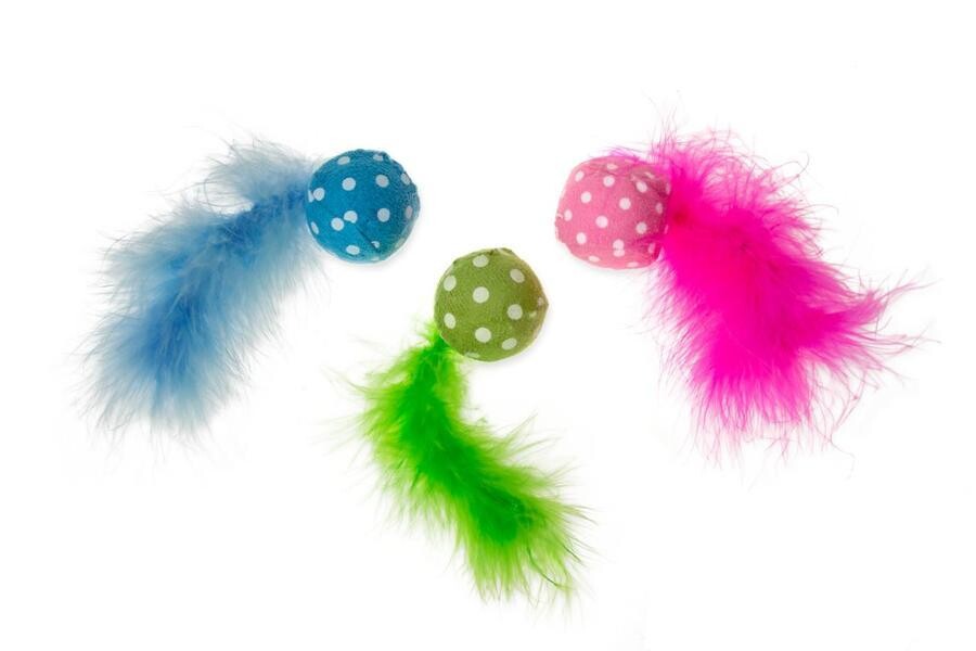 Hračka pro kočky - míček s ocáskem ? 4 X 14 cm