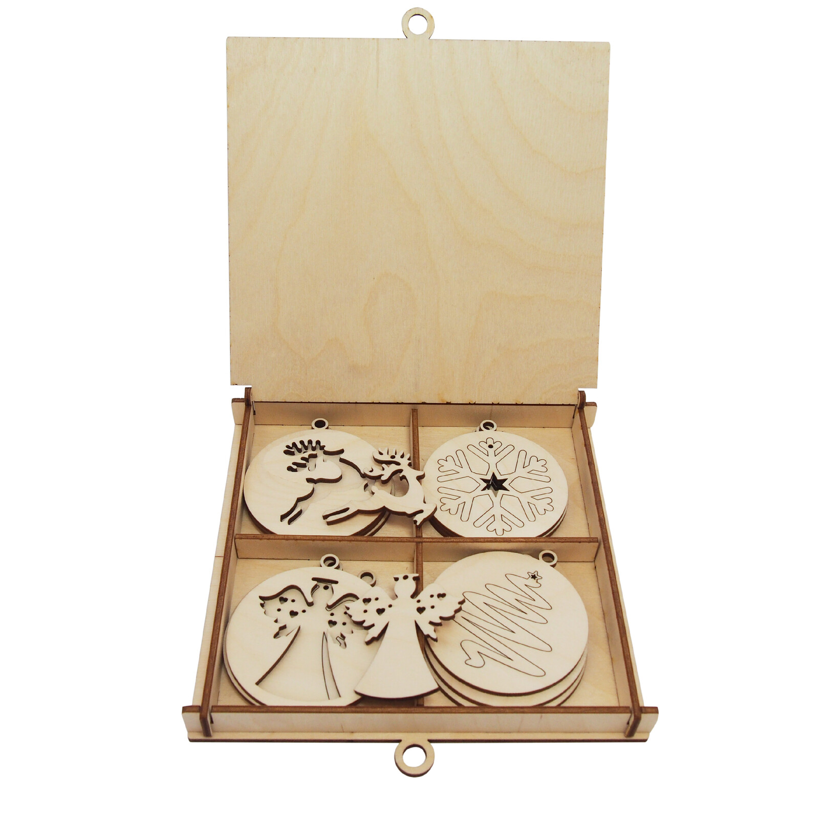 Sada vianočných drevených ozdôb 24 ks v boxe