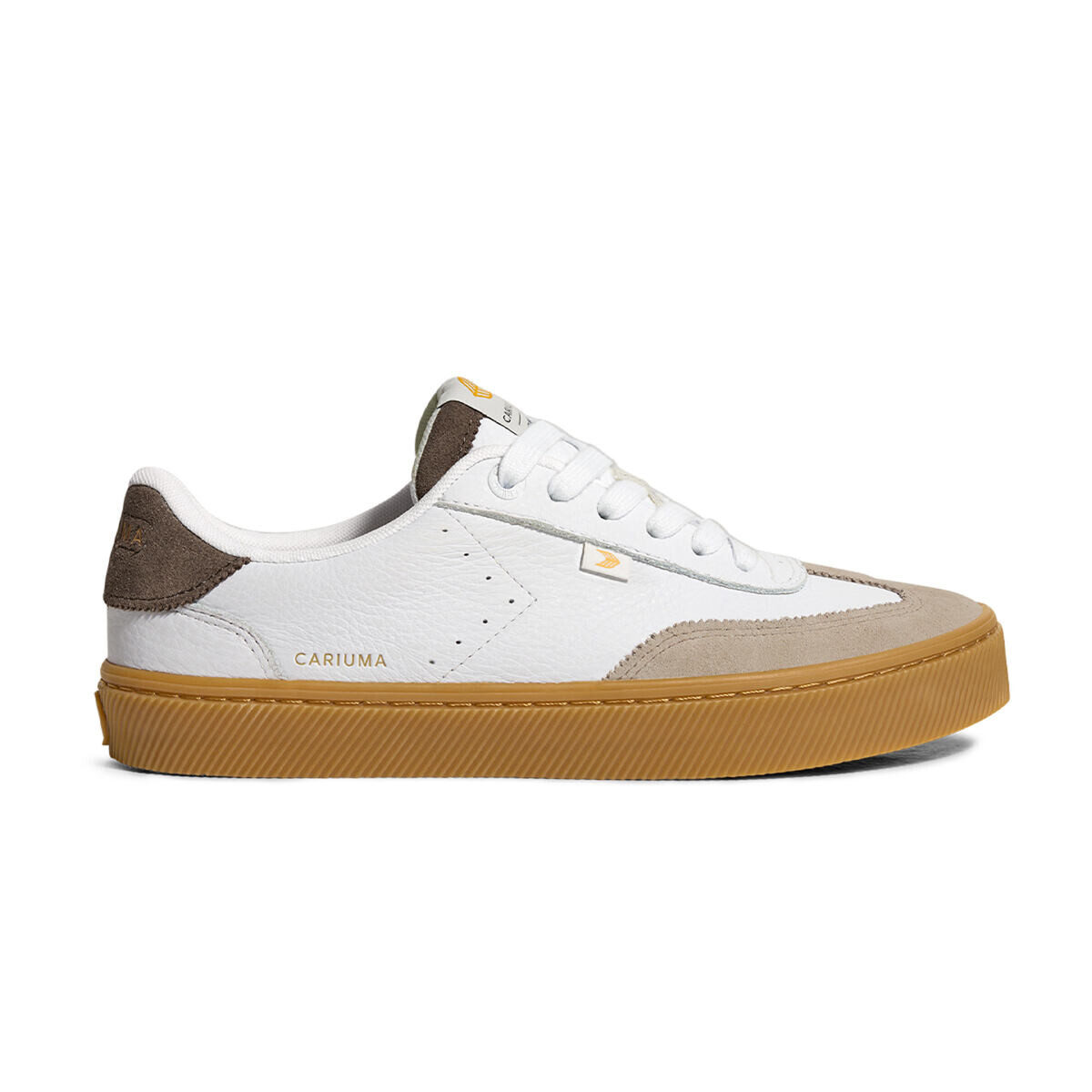 Pánské volnočasové boty Cariuma TOCA Gum White Premium Leather Plaza Taupe Suede Dark Khaki Sneaker
