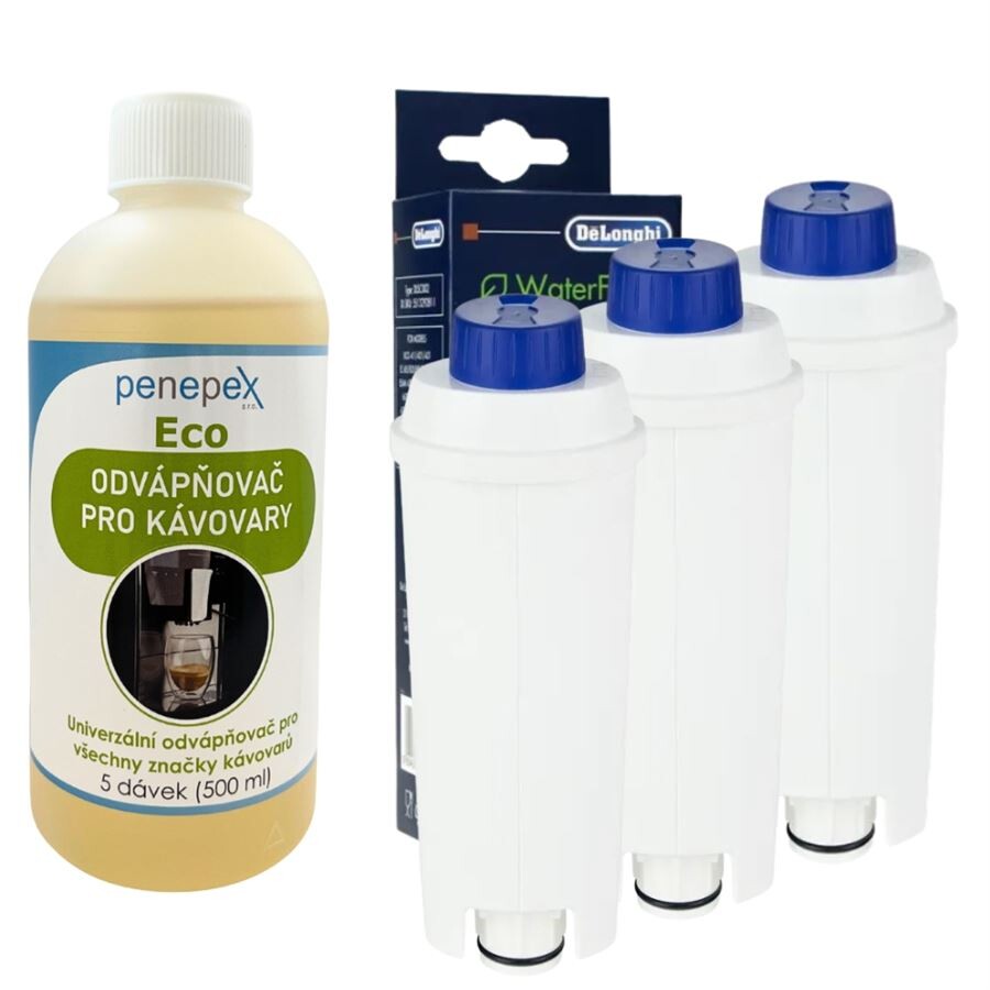 DeLonghi SER3017 DLSC002 filter do kávovaru 3 ks + Penepex Eco univerzálny odápňovač 500 ml