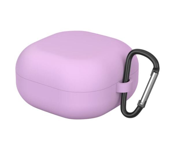 Silikónové puzdro pre Samsung Galaxy Buds 2, Live a Pro s karabínou - Fialová