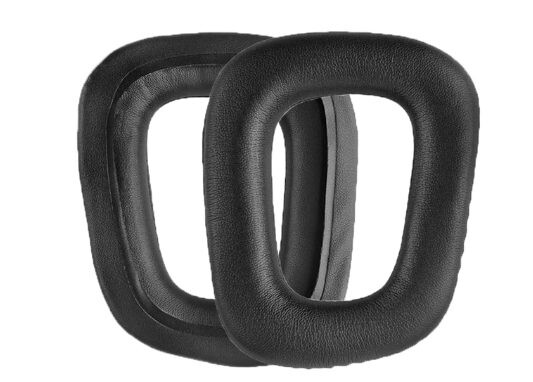 Náhradné náušníky pre slúchadlá Logitech G930, 432, 431, 430, 332, 331, 231 a F450 - Čierne, kožené