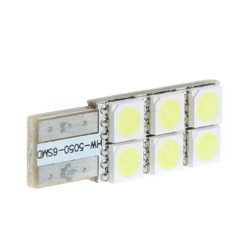 LED 6x 5050 SMD pätice T10, W5W - Biela