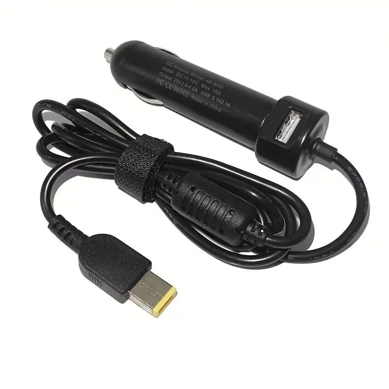 Autonabíjačka pre notebooky Lenovo, 20V, 90W, hranatý konektor C34 s USB výstupom