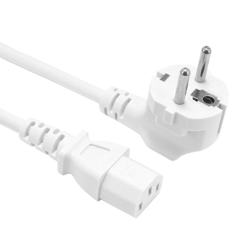 Napájací kábel C13 - Zástrčka E (Schuko), biely, 1.5m, 3x1mm, max. 10A