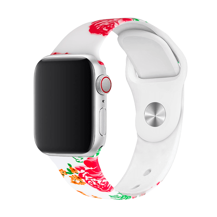 Remienok s potlačou na Apple Watch - Holandská ruža Veľkosť: 42/44/45/46/49mm, Obvod: S-M (menší až stredný obvod zápästia), Farba: Biela