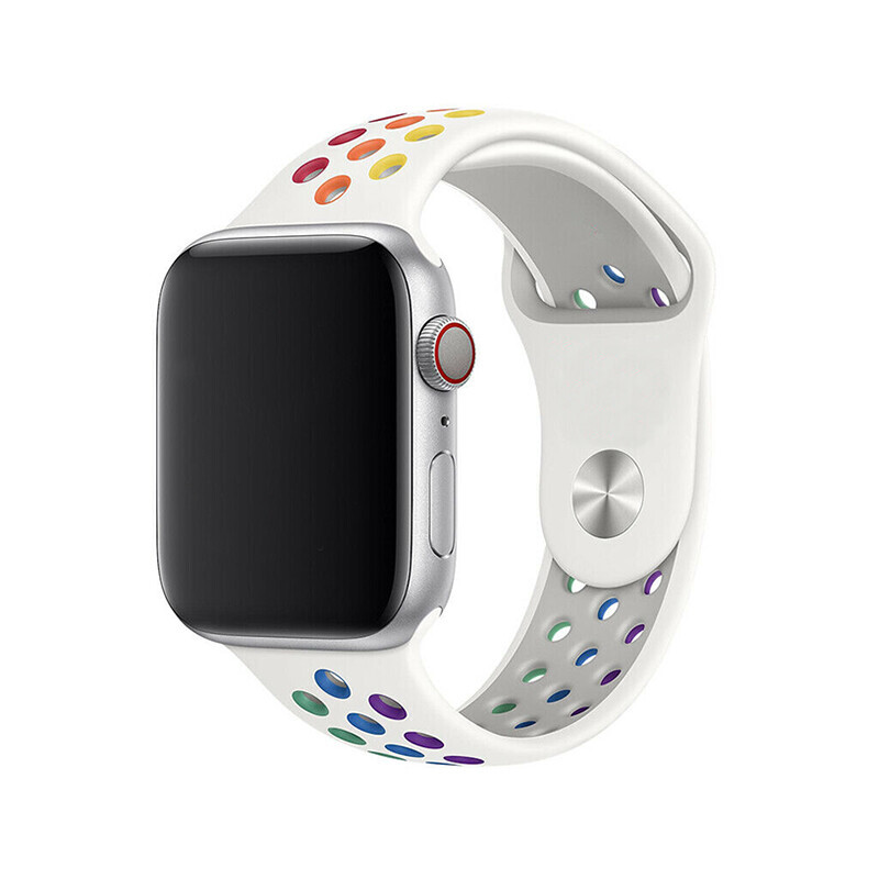 Športový remienok na Apple Watch - Rainbow White Veľkosť: 42/44/45/46/49mm, Obvod: M-L (stredný až väčší obvod zápästia), Farba: Rainbow white