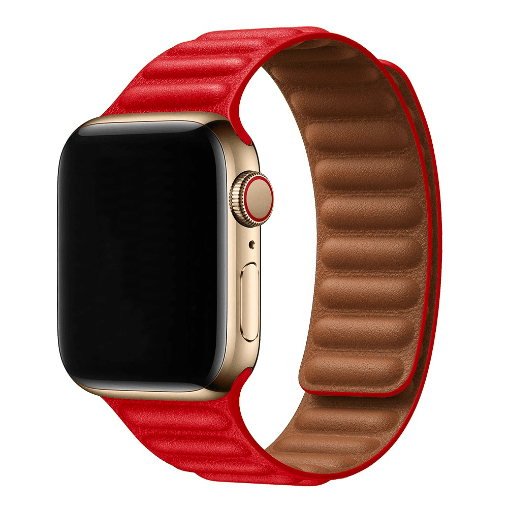 Kožený remienok s magnetom na Apple Watch - Červený Veľkosť: 42/44/45/46/49mm, Farba: Červená