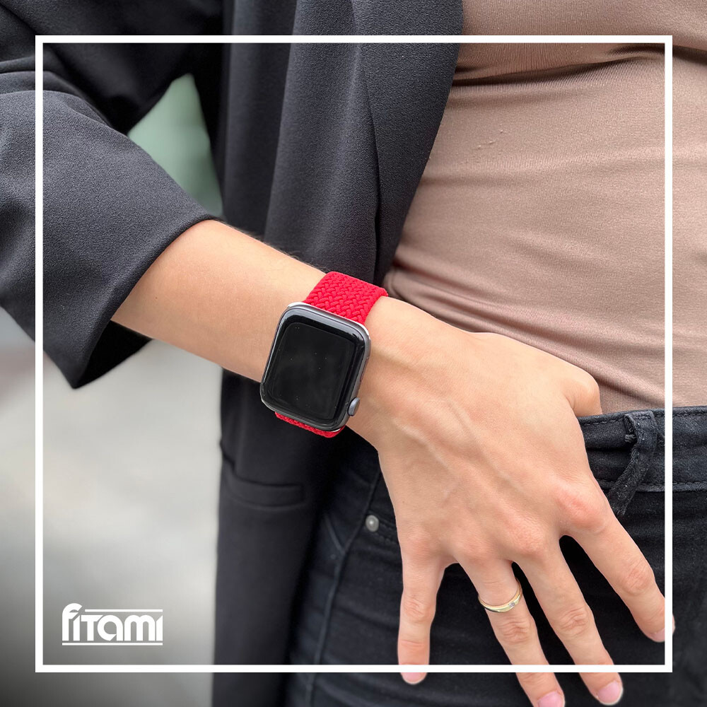 Marvelli - Pletený navliekací remienok pre Apple Watch - Červený Veľkosť: 42/44/45/46/49mm, Obvod: M (stredný obvod zápästia), Farba: Červená