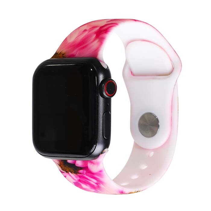Remienok s potlačou na Apple Watch - Ružová slnečnica Veľkosť: 38/40/41/42mm, Obvod: S-M (menší až stredný obvod zápästia), Farba: Ružová