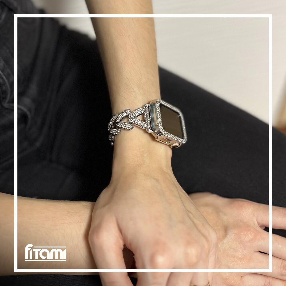 Štýlový remienok s puzdrom pre Apple Watch - Strieborný Veľkosť: 42mm, Farba: Strieborná