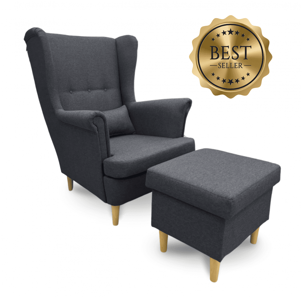 2-miestna sedačka VISBY — masív, látka, šedá