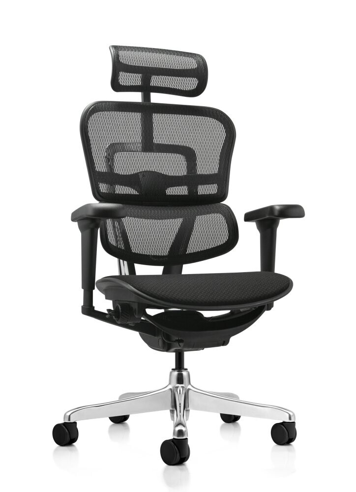 Kancelárska ergonomická stolička SIRIUS NEO – operadlo sieť, čalúnený sedák, čierna