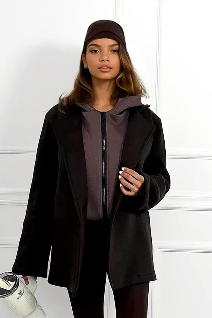 Dlhé čierne teplákové sako