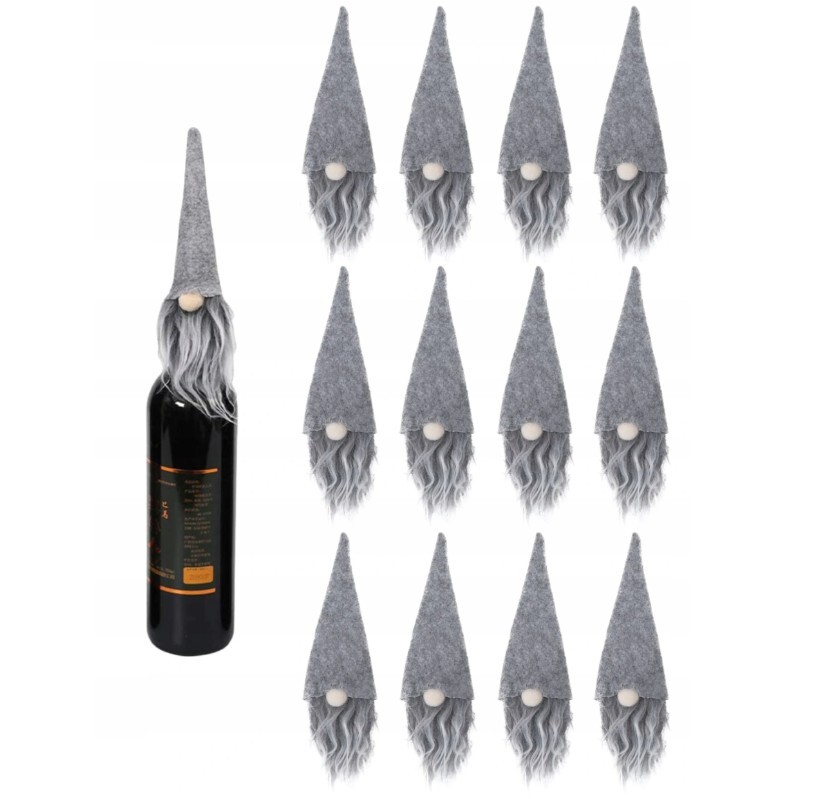 Sada 12 ks vánočních obalů na lahev SKANDI šedá