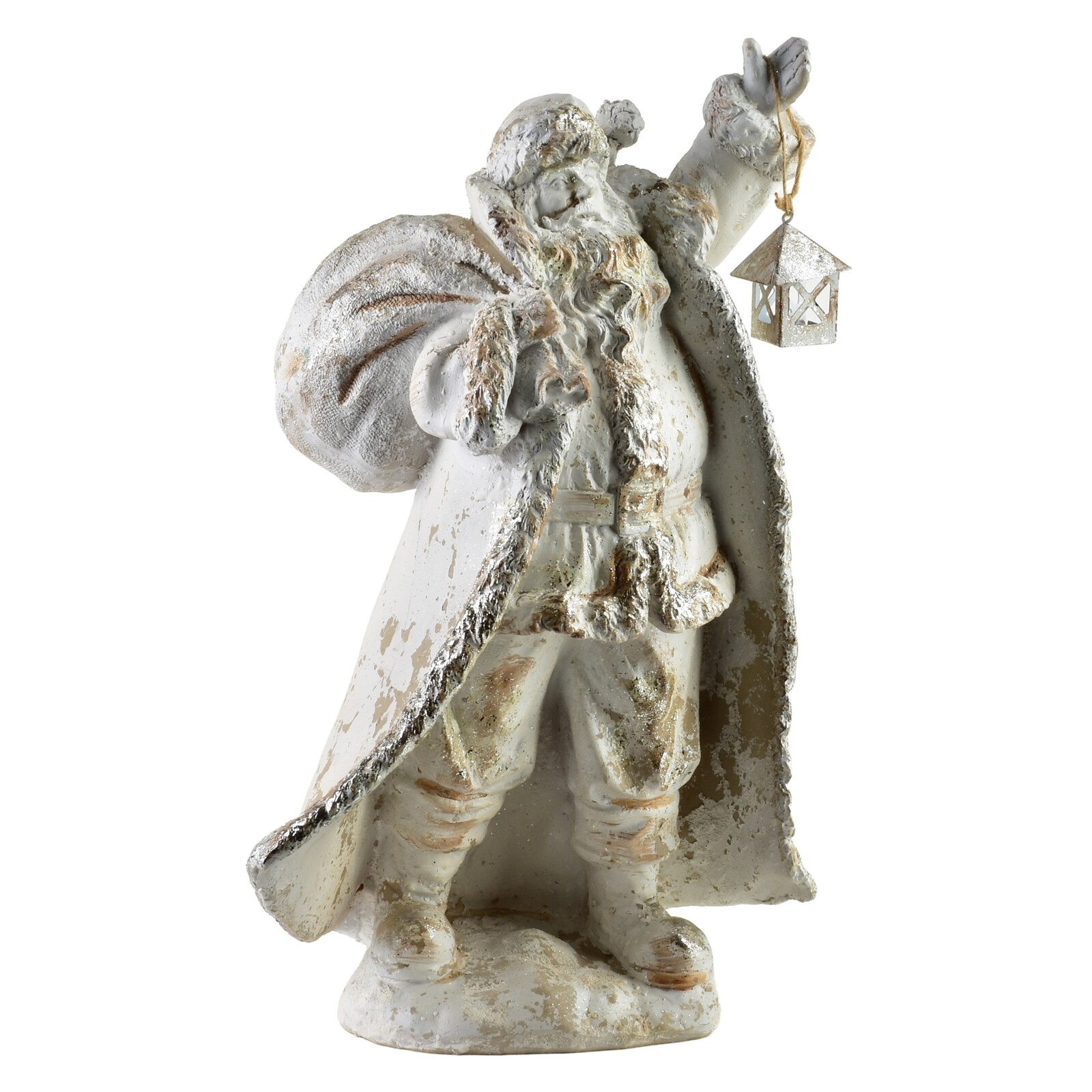 Vánoční figurka svatý Mikuláš Santa Lila 41 cm bílá