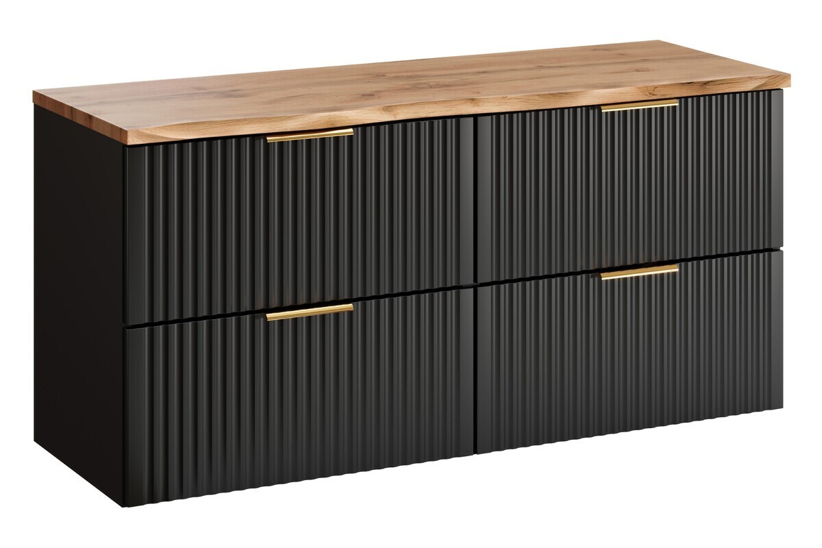 Závěsná skříňka Casad Nature s deskou 120 cm černá/dub wotan