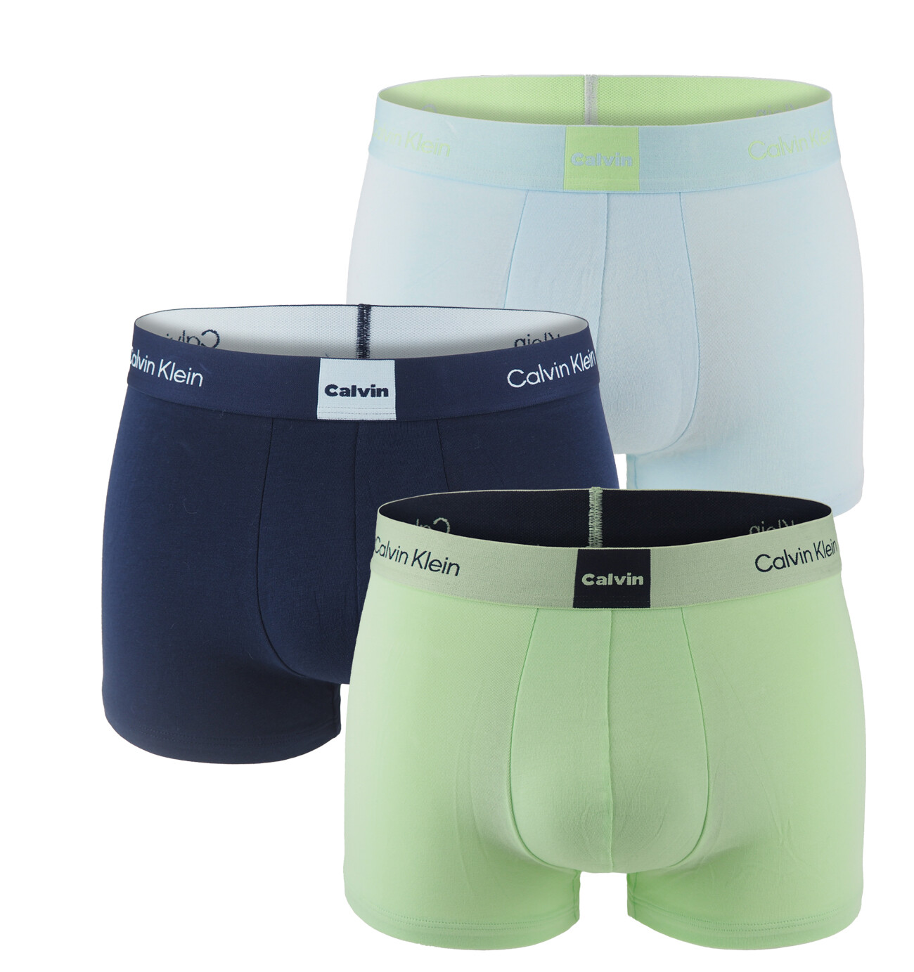 Calvin Klein - boxerky 3PACK Icon cotton logo graphic fresh lime & navy tones