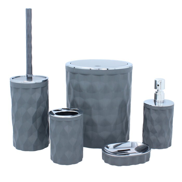 KONDELA Raber sada kúpeľňových doplnkov (5 ks) sivá