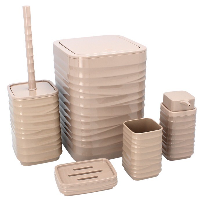 KONDELA Matio sada kúpeľňových doplnkov (5 ks) hnedá