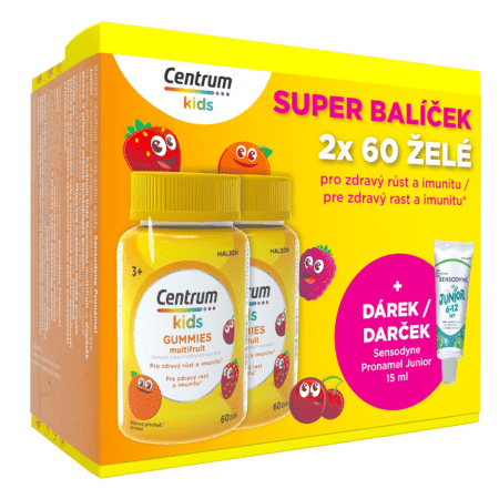 CENTRUM Kids gummies multifruit želé s vitamínmi a minerálmi + darček zubná pasta set