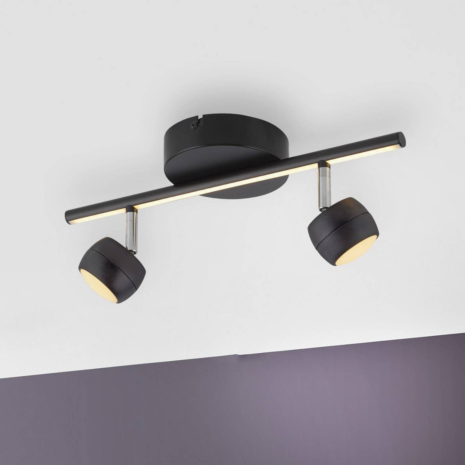 JUST LIGHT. LED stropné bodové svetlá Jarik, 2-pl., čierny, 3 000 K